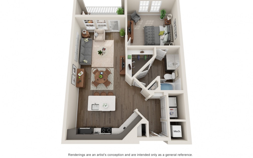 Eden - 1 bedroom floorplan layout with 1 bath and 893 square feet.